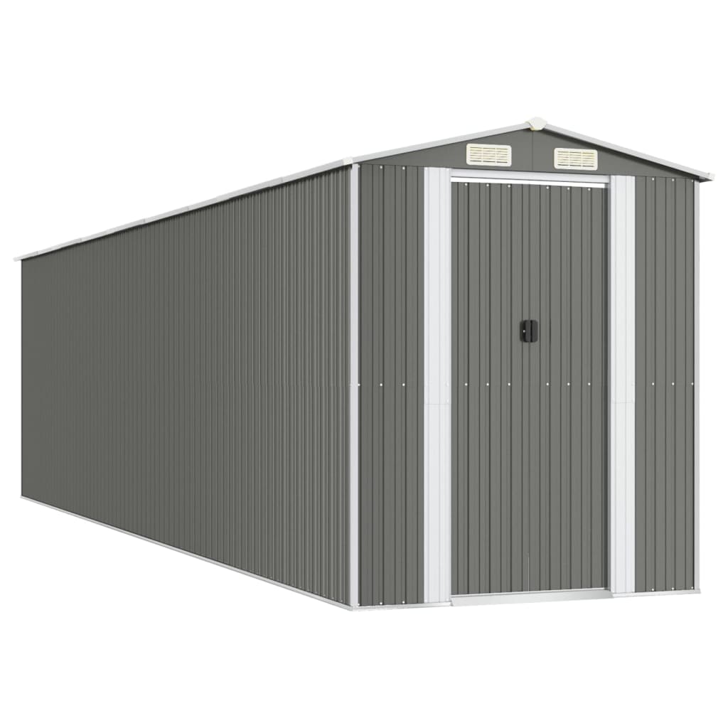 vidaXL Garden Shed Light Grey 192x772x223 cm Galvanised Steel 2