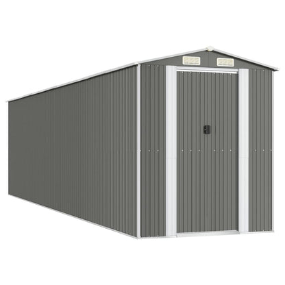 vidaXL Garden Shed Light Grey 192x772x223 cm Galvanised Steel 2