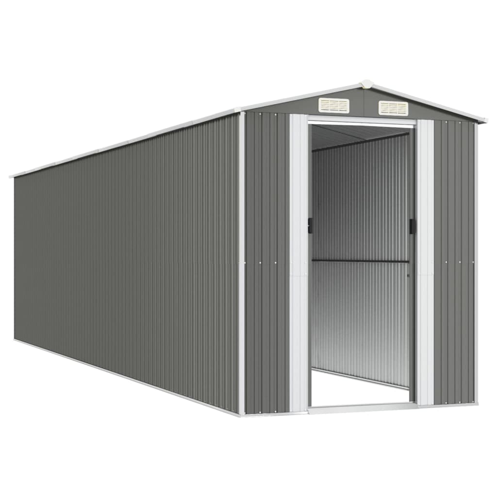 vidaXL Garden Shed Light Grey 192x772x223 cm Galvanised Steel 4