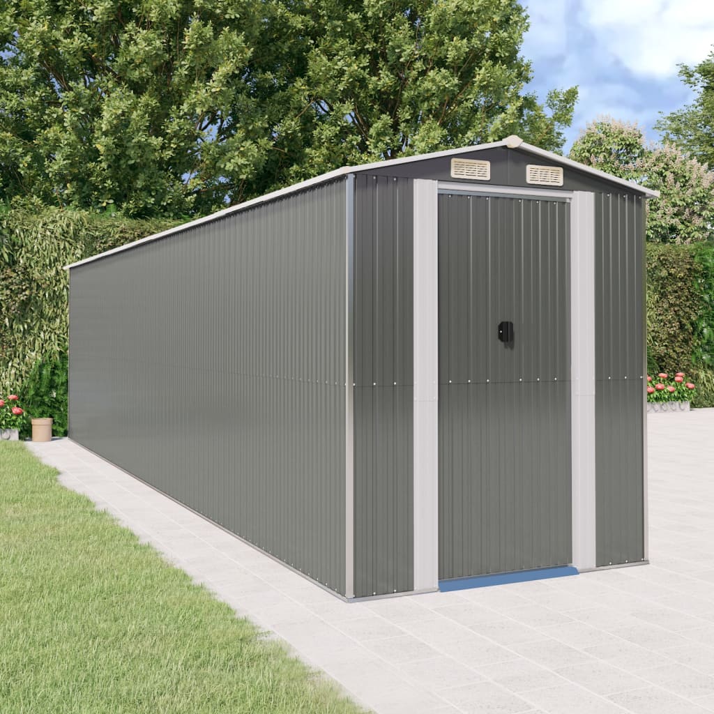 vidaXL Garden Shed Light Grey 192x772x223 cm Galvanised Steel 1