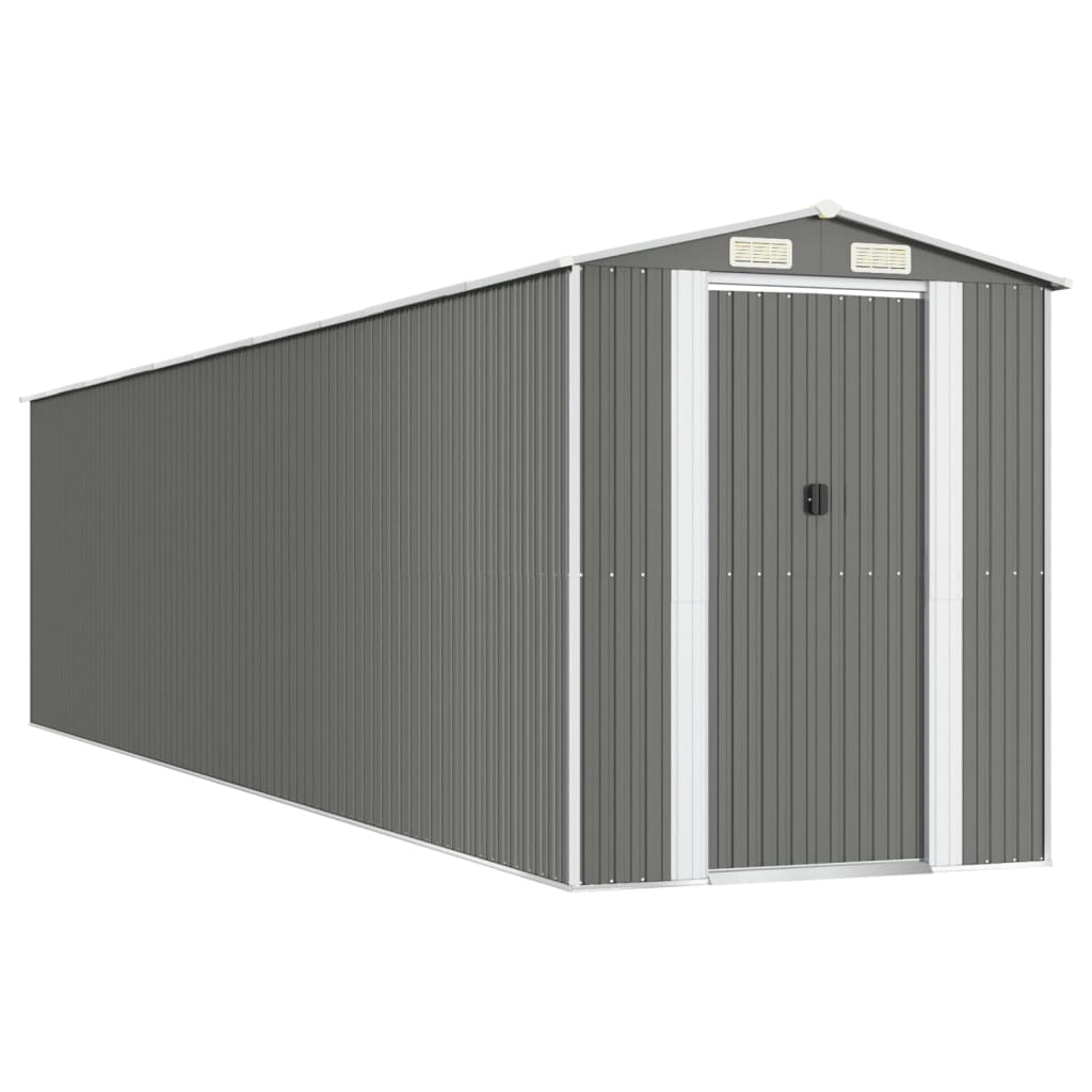 vidaXL Garden Shed Light Grey 192x855x223 cm Galvanised Steel 2
