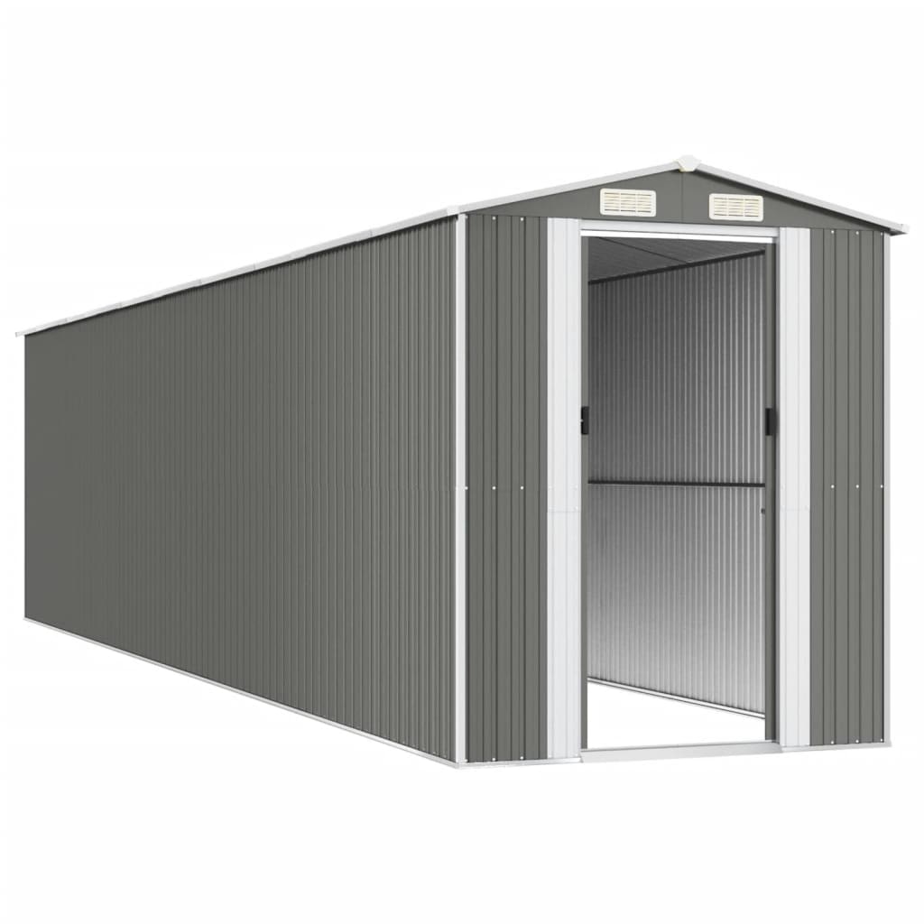 vidaXL Garden Shed Light Grey 192x855x223 cm Galvanised Steel 4