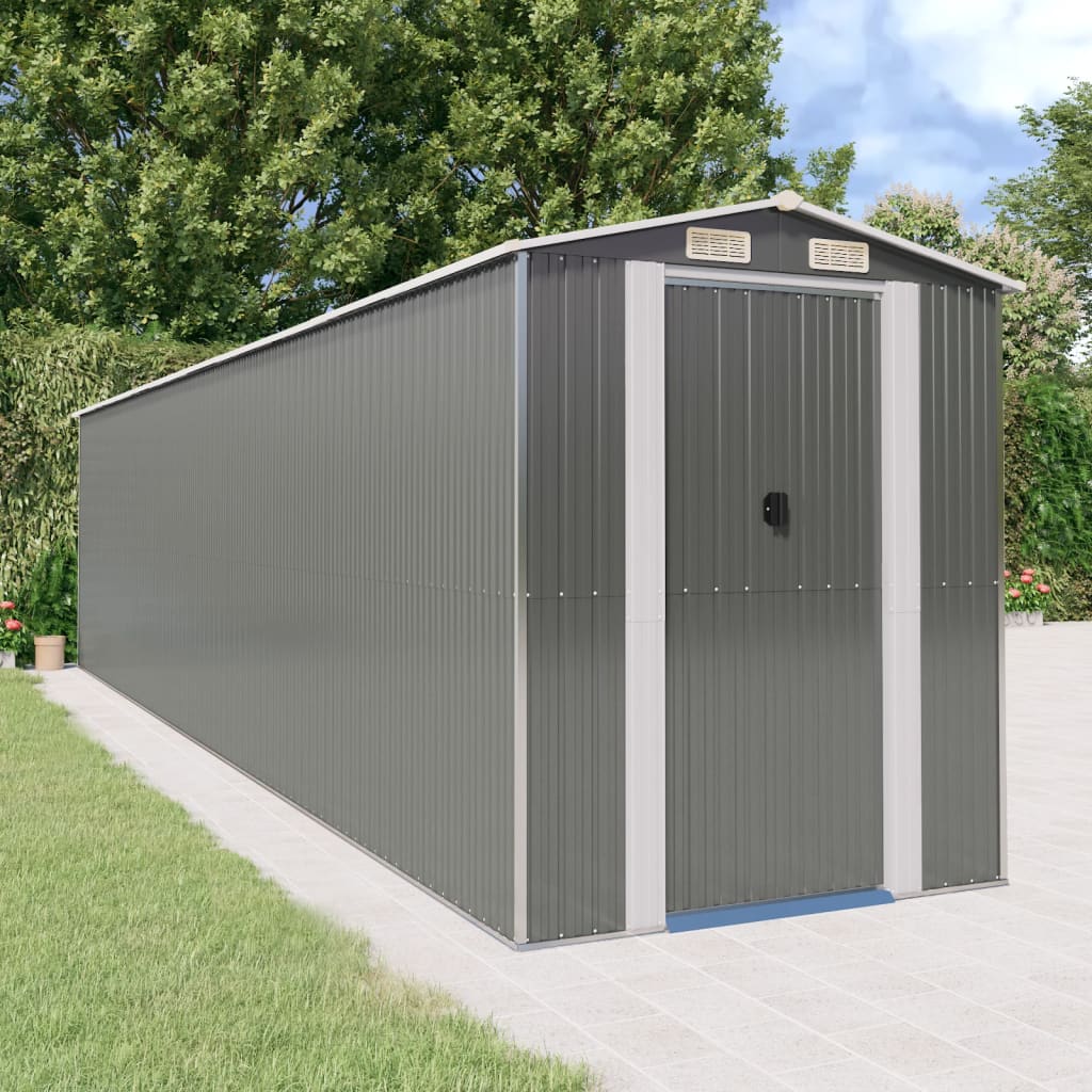 Garden Shed Light Grey Galvanised Steel 192 x 855 x 223 cm