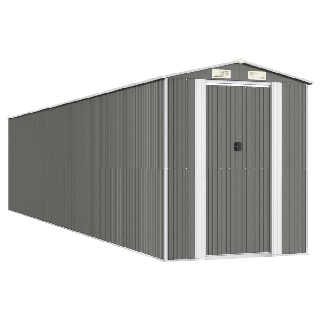 vidaXL Garden Shed Light Grey 192x938x223 cm Galvanised Steel 2