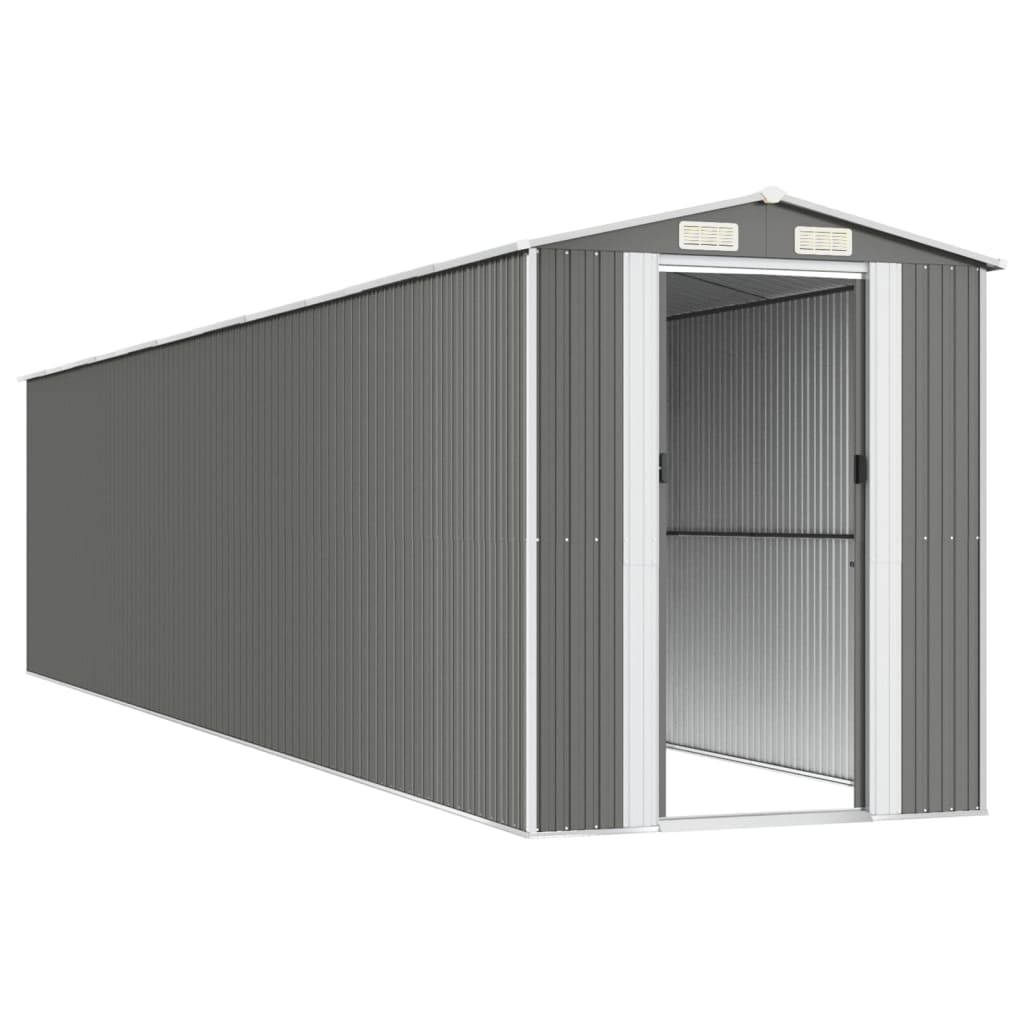 vidaXL Garden Shed Light Grey 192x938x223 cm Galvanised Steel 4