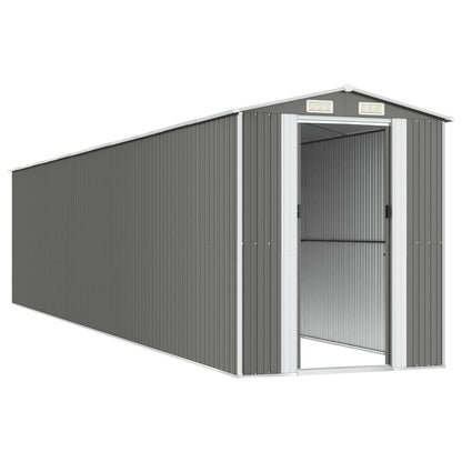 vidaXL Garden Shed Light Grey 192x938x223 cm Galvanised Steel 4