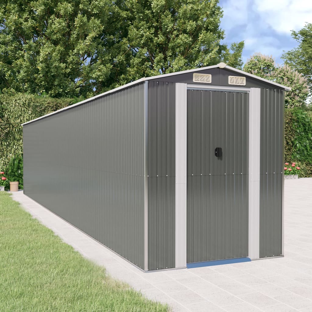 vidaXL Garden Shed Light Grey 192x938x223 cm Galvanised Steel 1