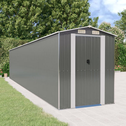 vidaXL Garden Shed Light Grey 192x938x223 cm Galvanised Steel 1
