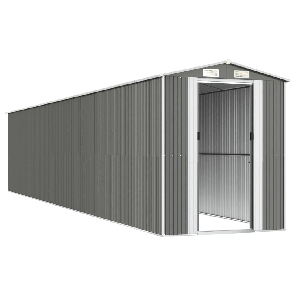 vidaXL Garden Shed Light Grey 192x1021x223 cm Galvanised Steel 4