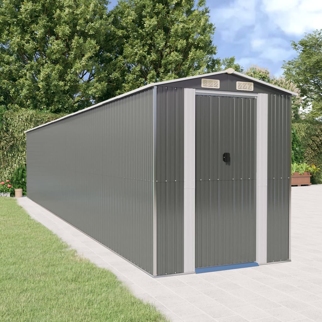 Garden Shed Light Grey Galvanised Steel 192 x 1021 x 223 cm
