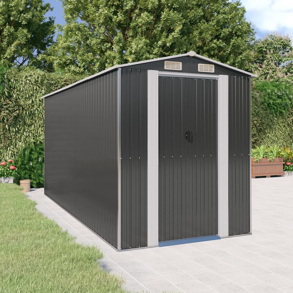 vidaXL Garden Shed Anthracite 192x440x223 cm Galvanised Steel 1