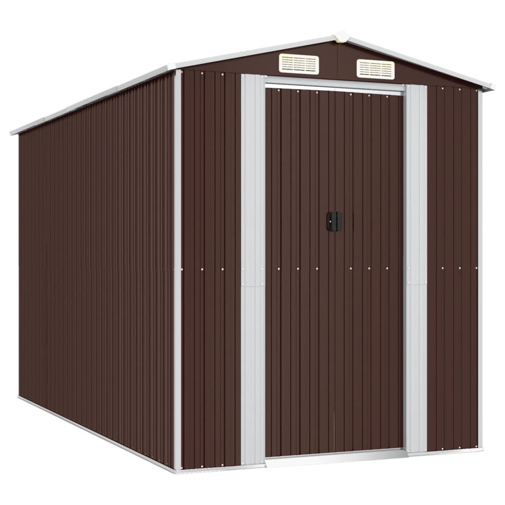 vidaXL Garden Shed Dark Brown 192x357x223 cm Galvanised Steel 2