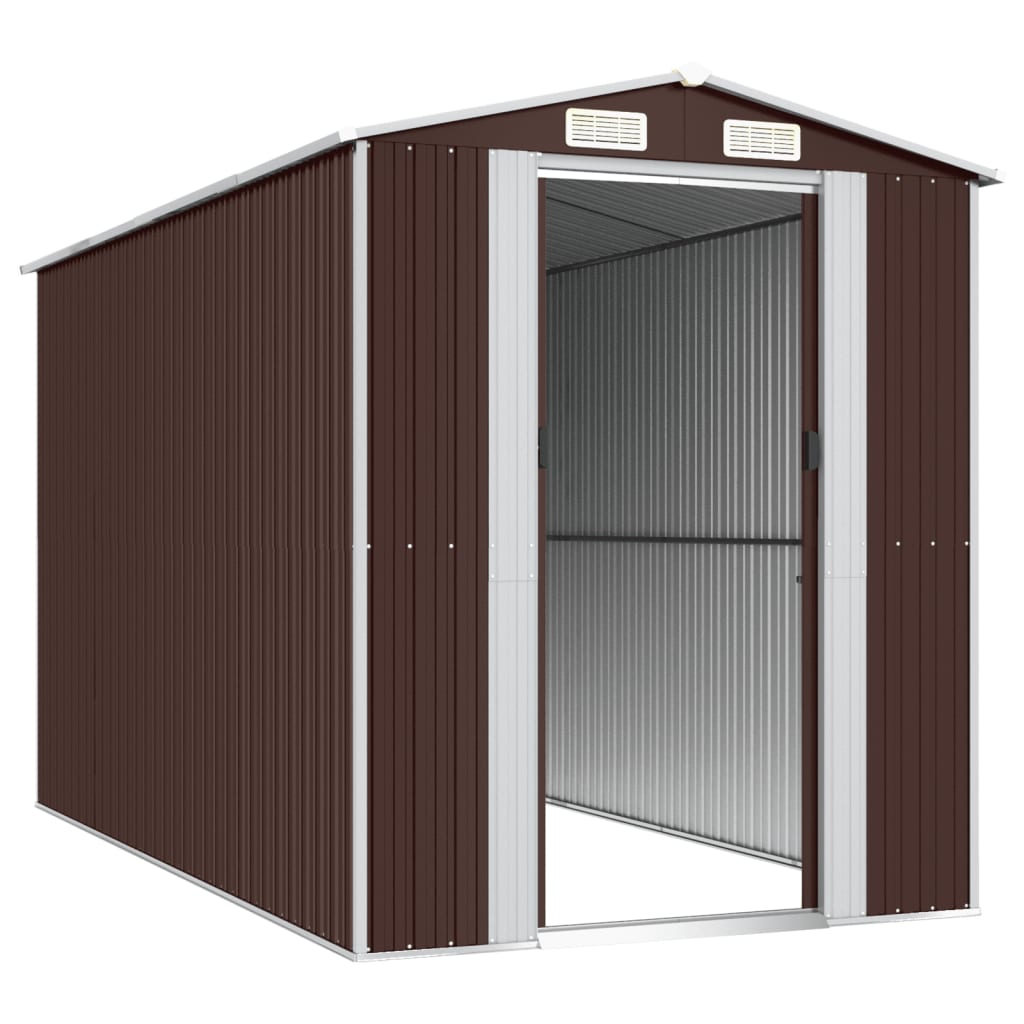 vidaXL Garden Shed Dark Brown 192x357x223 cm Galvanised Steel 4