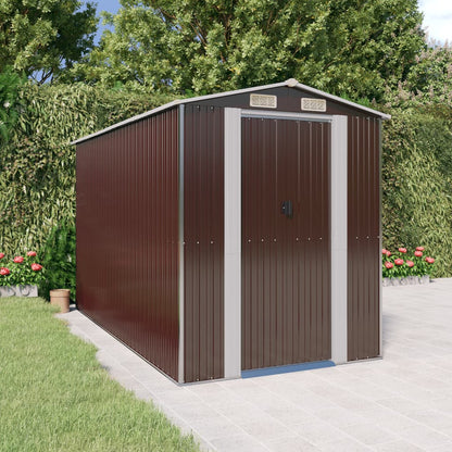 vidaXL Garden Shed Dark Brown 192x357x223 cm Galvanised Steel 1