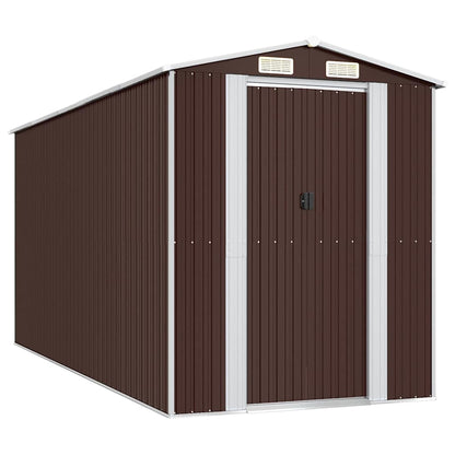 vidaXL Garden Shed Dark Brown 192x440x223 cm Galvanised Steel 2