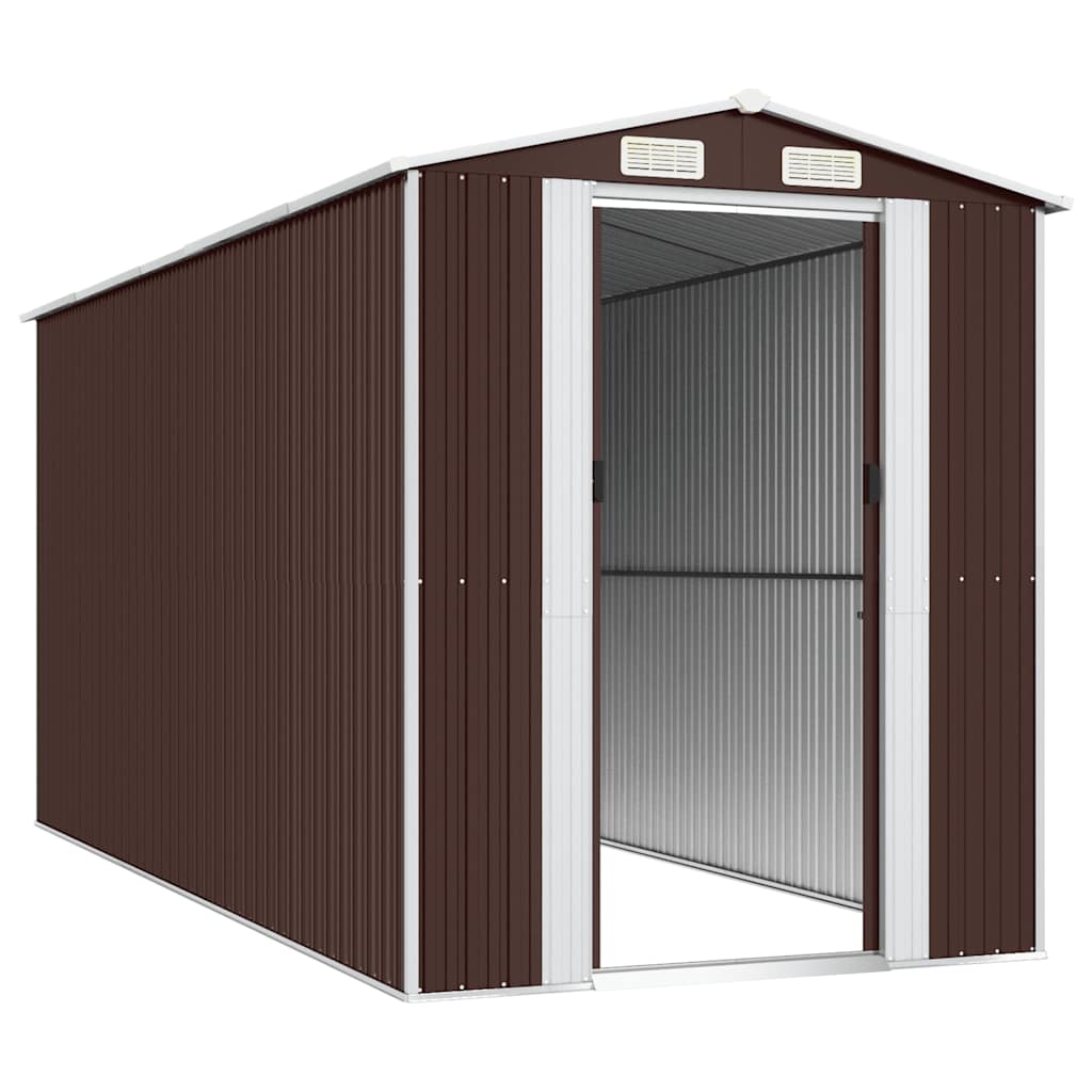 vidaXL Garden Shed Dark Brown 192x440x223 cm Galvanised Steel 4