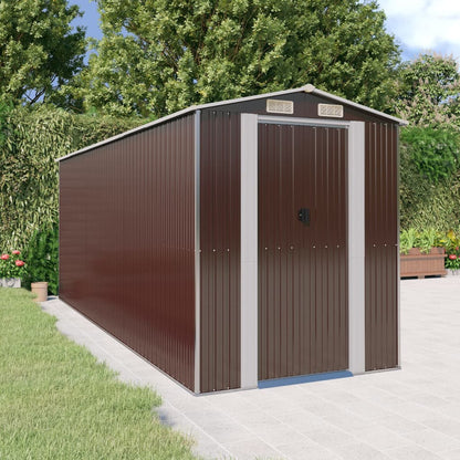 vidaXL Garden Shed Dark Brown 192x523x223 cm Galvanised Steel 1