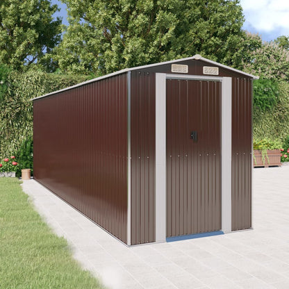 vidaXL Garden Shed Dark Brown 192x606x223 cm Galvanised Steel 1
