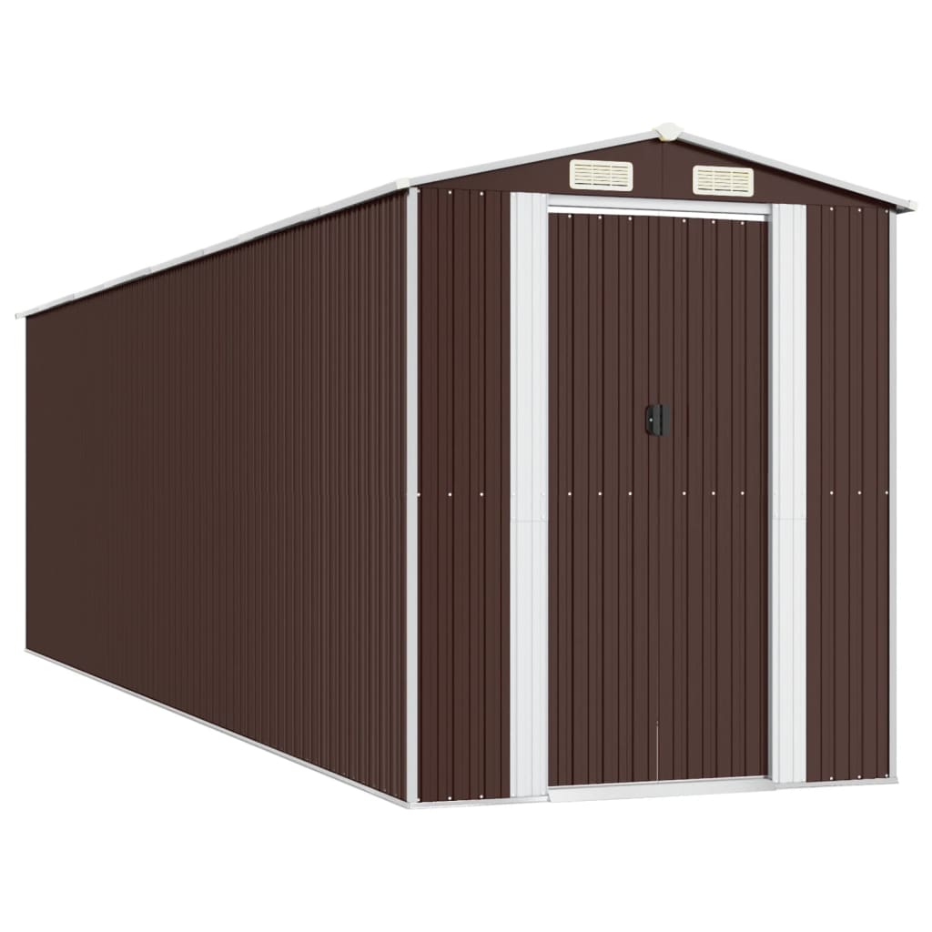 vidaXL Garden Shed Dark Brown 192x689x223 cm Galvanised Steel 2