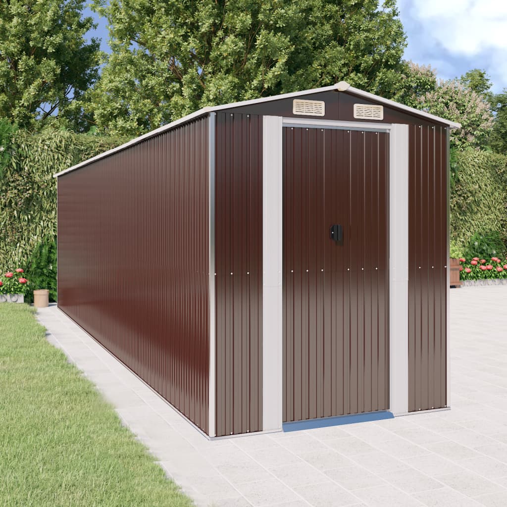 vidaXL Garden Shed Dark Brown 192x689x223 cm Galvanised Steel 1