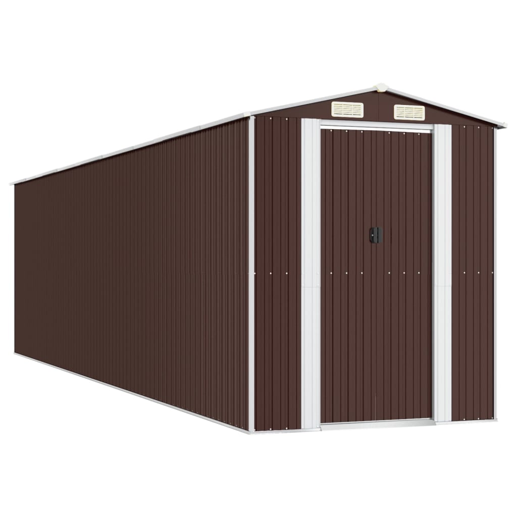 vidaXL Garden Shed Dark Brown 192x772x223 cm Galvanised Steel 2