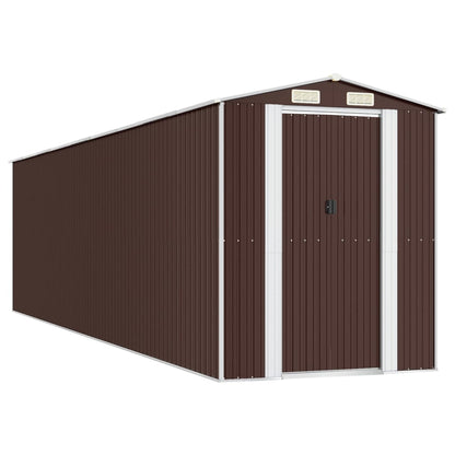 vidaXL Garden Shed Dark Brown 192x772x223 cm Galvanised Steel 2