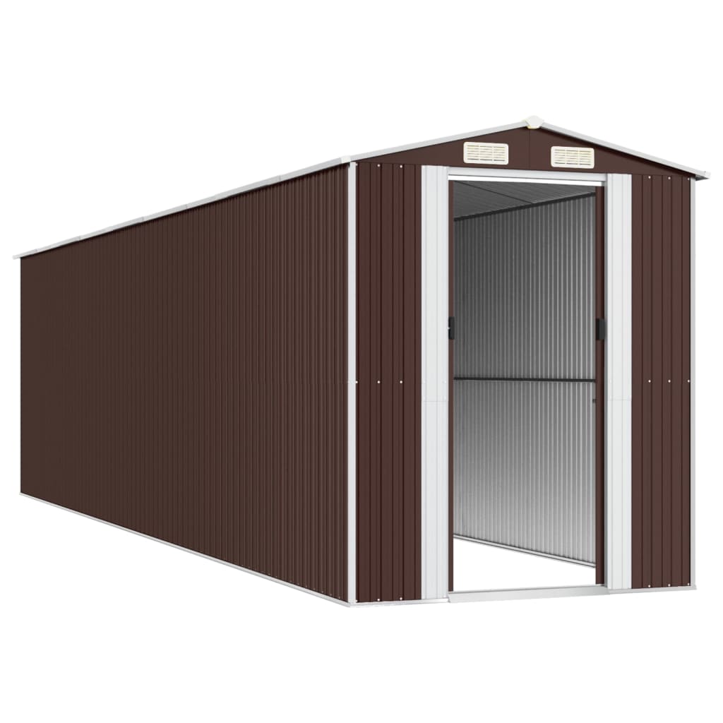 vidaXL Garden Shed Dark Brown 192x772x223 cm Galvanised Steel 4