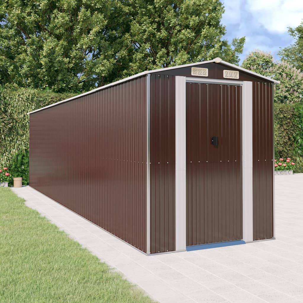 vidaXL Garden Shed Dark Brown 192x772x223 cm Galvanised Steel 1