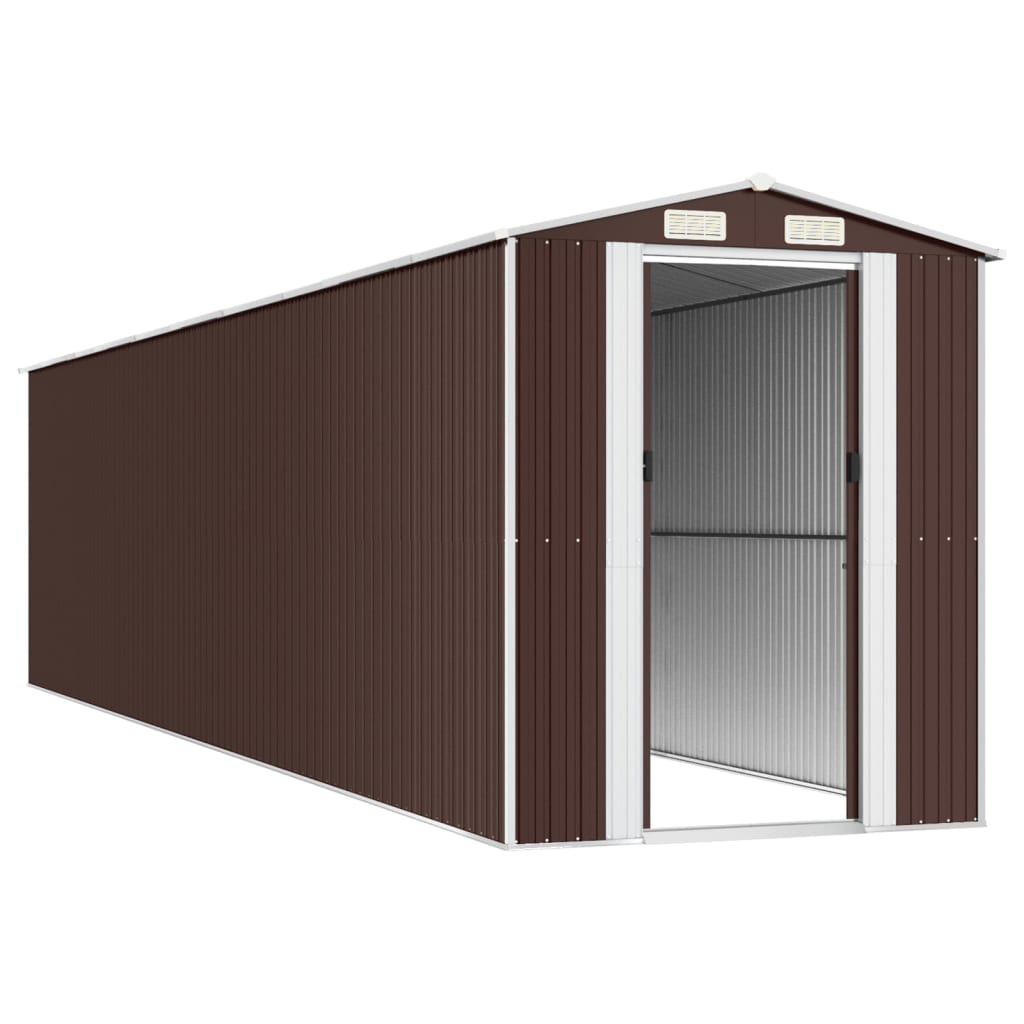 vidaXL Garden Shed Dark Brown 192x855x223 cm Galvanised Steel 4