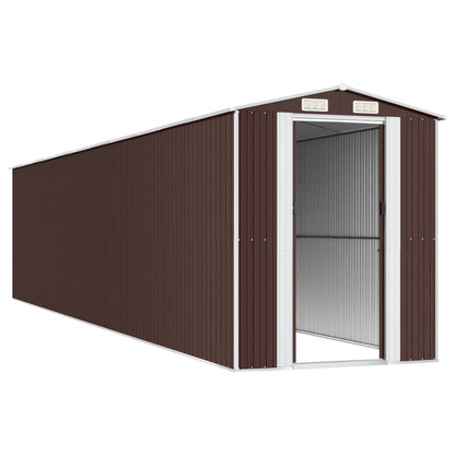vidaXL Garden Shed Dark Brown 192x938x223 cm Galvanised Steel 4