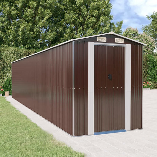 vidaXL Garden Shed Dark Brown 192x938x223 cm Galvanised Steel 1