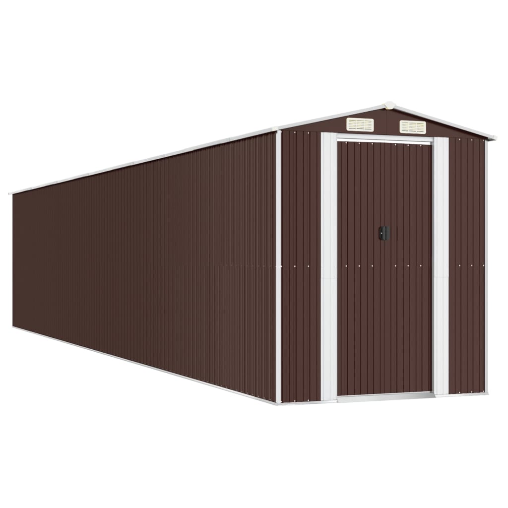 vidaXL Garden Shed Dark Brown 192x1021x223 cm Galvanised Steel 2