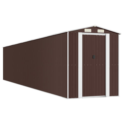 vidaXL Garden Shed Dark Brown 192x1021x223 cm Galvanised Steel 2