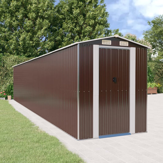 vidaXL Garden Shed Dark Brown 192x1021x223 cm Galvanised Steel 1