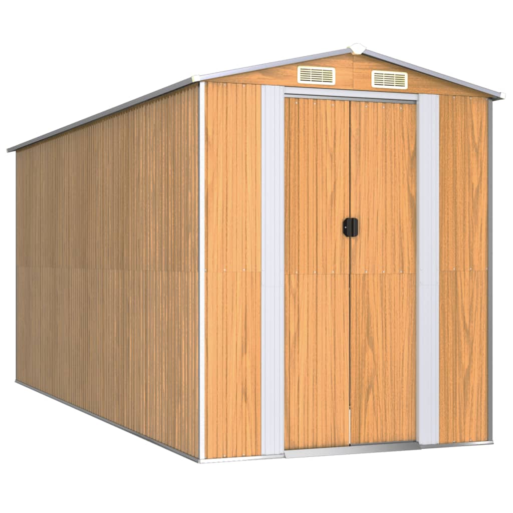 vidaXL Garden Shed Light Brown 192x440x223 cm Galvanised Steel 2