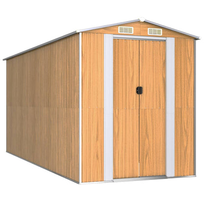 vidaXL Garden Shed Light Brown 192x440x223 cm Galvanised Steel 2