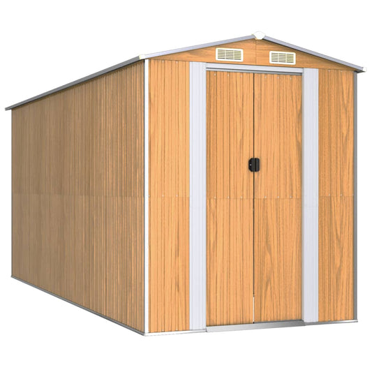 vidaXL Garden Shed Light Brown 192x440x223 cm Galvanised Steel 2