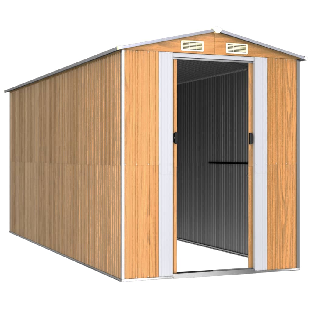 vidaXL Garden Shed Light Brown 192x440x223 cm Galvanised Steel 3