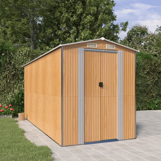 vidaXL Garden Shed Light Brown 192x440x223 cm Galvanised Steel 1