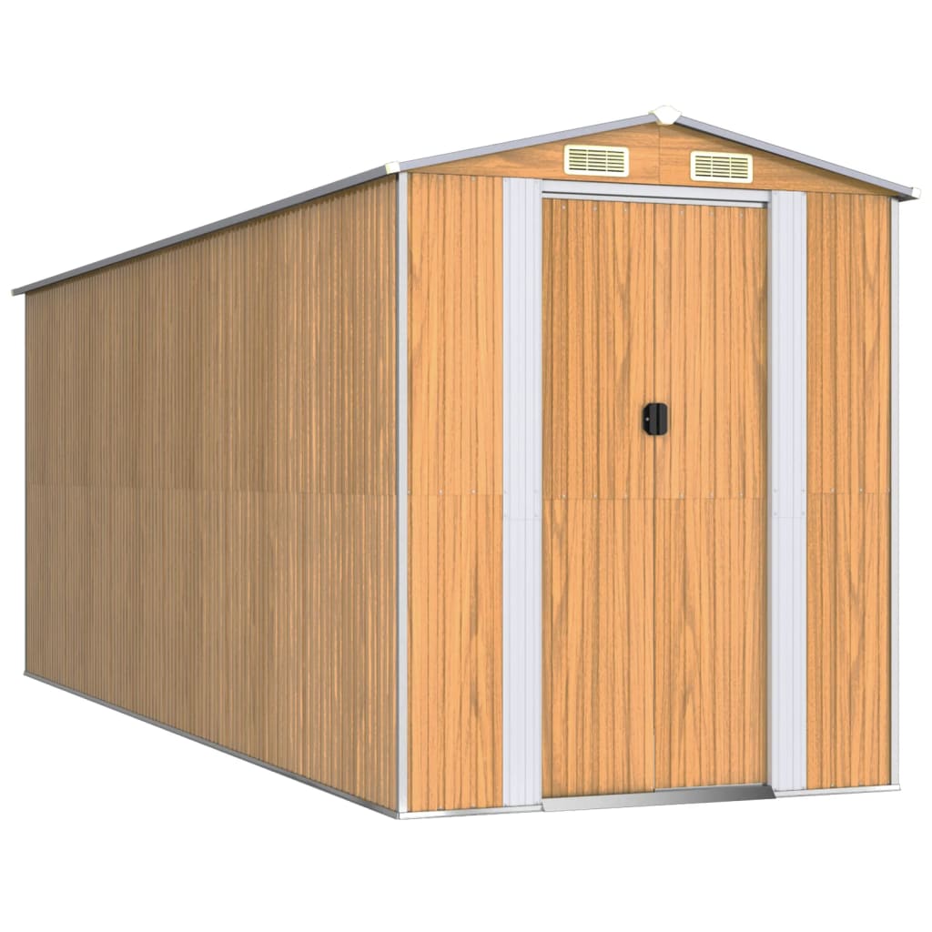 vidaXL Garden Shed Light Brown 192x523x223 cm Galvanised Steel 2