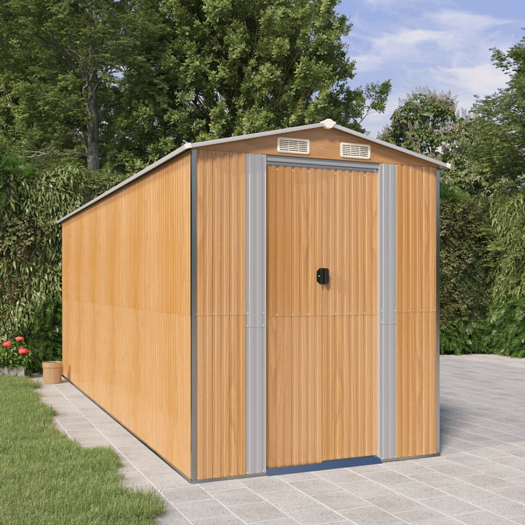 vidaXL Garden Shed Light Brown 192x523x223 cm Galvanised Steel 1