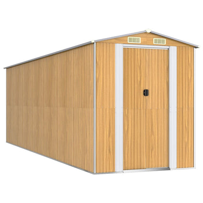 vidaXL Garden Shed Light Brown 192x606x223 cm Galvanised Steel 2