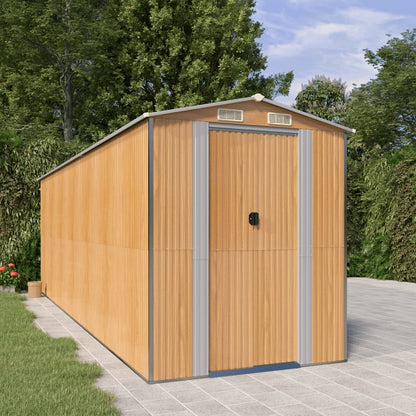 vidaXL Garden Shed Light Brown 192x606x223 cm Galvanised Steel 1