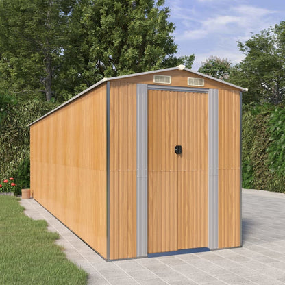 vidaXL Garden Shed Light Brown 192x689x223 cm Galvanised Steel 1