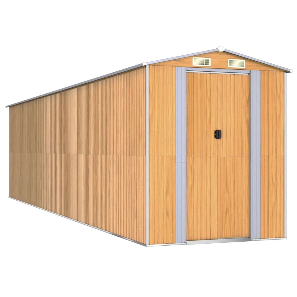 vidaXL Garden Shed Light Brown 192x772x223 cm Galvanised Steel 2