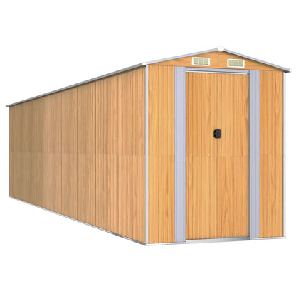 vidaXL Garden Shed Light Brown 192x772x223 cm Galvanised Steel 2