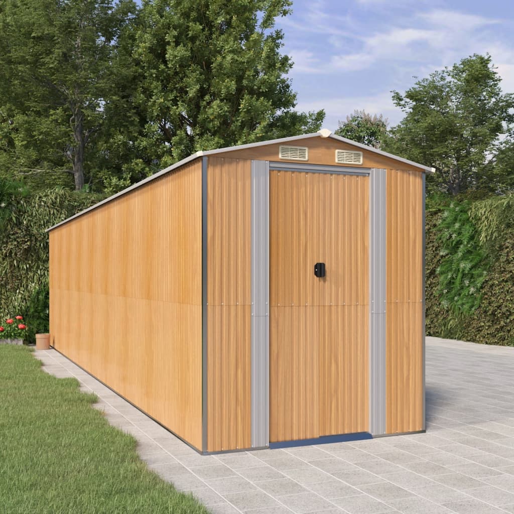 vidaXL Garden Shed Light Brown 192x772x223 cm Galvanised Steel 1