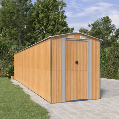 vidaXL Garden Shed Light Brown 192x855x223 cm Galvanised Steel 1