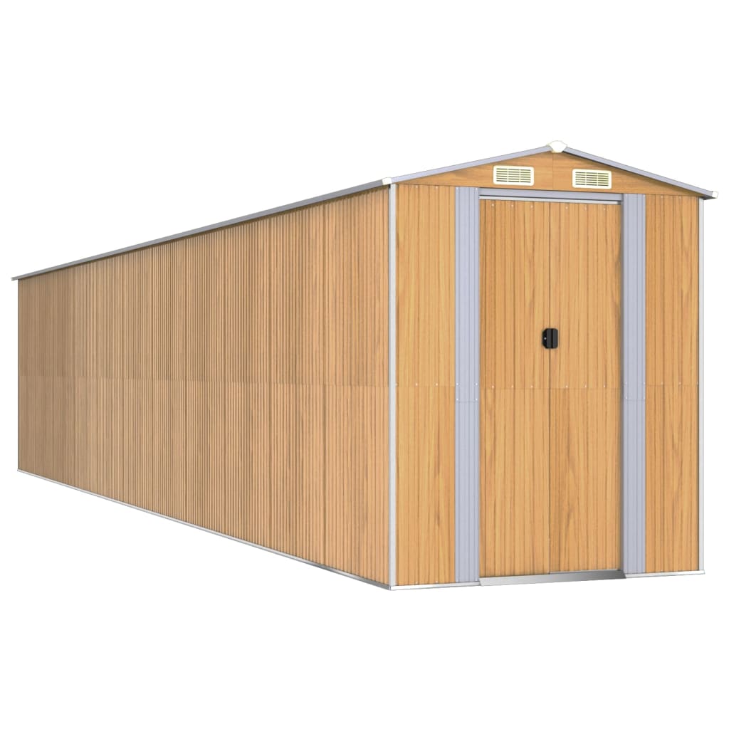 vidaXL Garden Shed Light Brown 192x938x223 cm Galvanised Steel 2