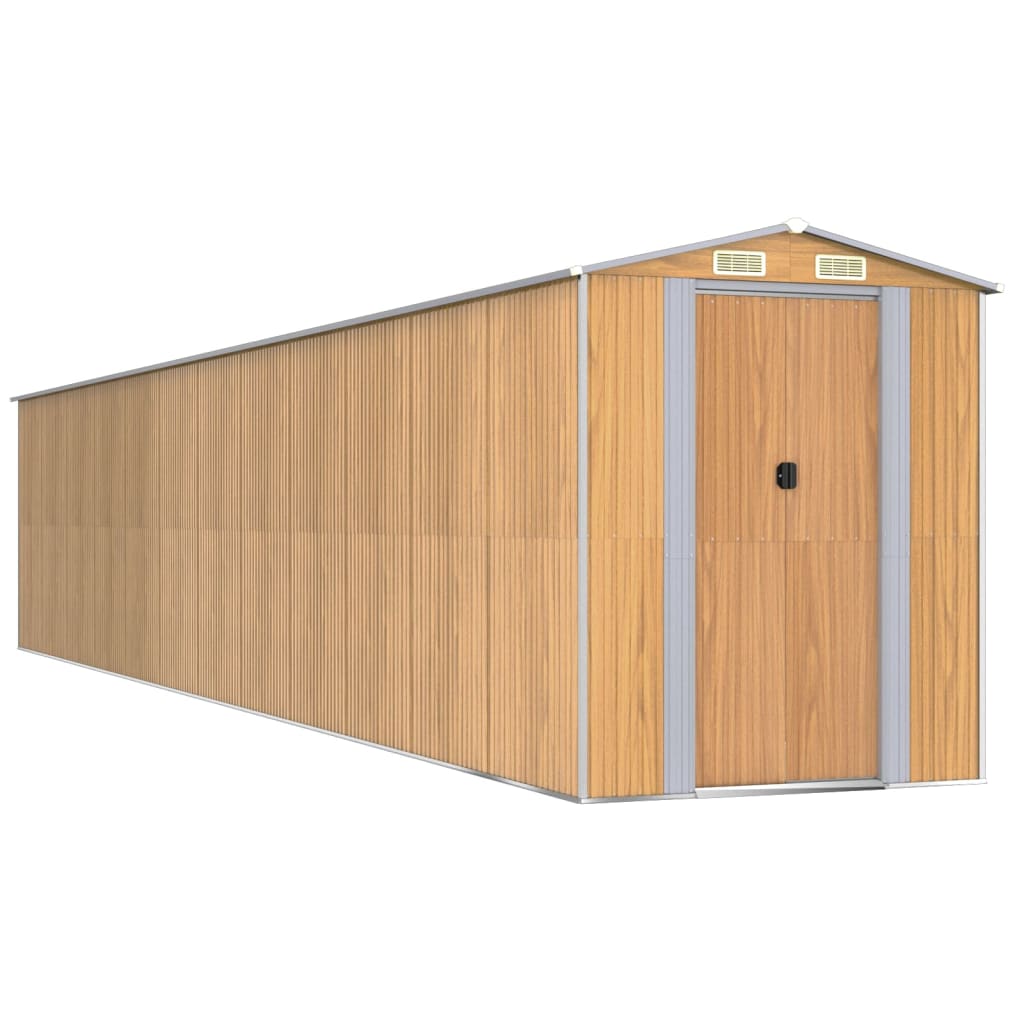 vidaXL Garden Shed Light Brown 192x1021x223 cm Galvanised Steel 2